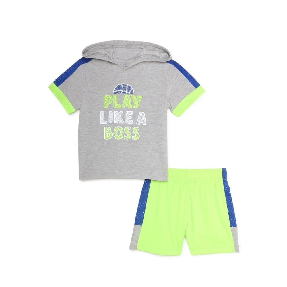 Athletic Works shirt with hood and shorts set Baby Boy Toddler 18 Months NWT